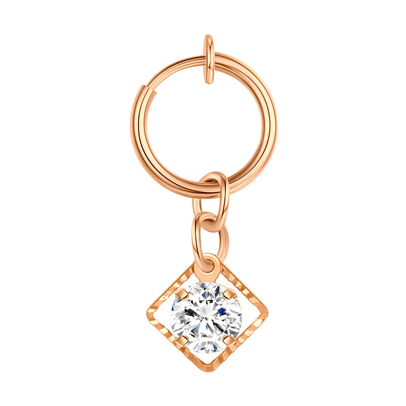 Fake Belly ring with Square CZ Dangle