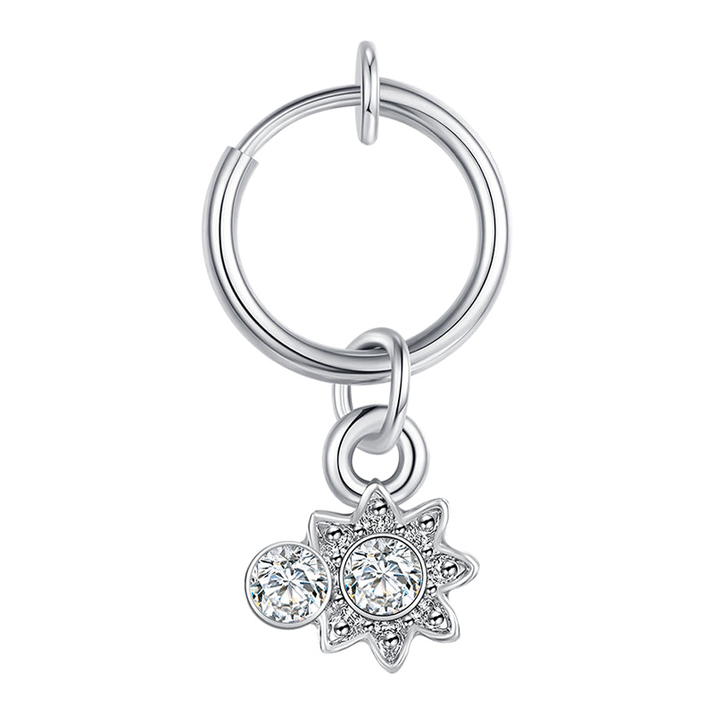 Fake Belly ring with CZ Flower
