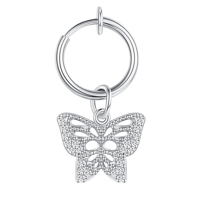 CZ Butterfly Fake Belly ring Silver