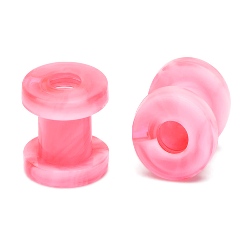 2mm pink white mixed acylic ear tunnel plug