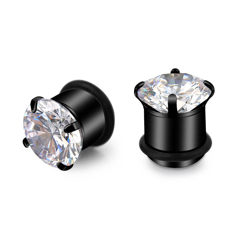 3mm black Zircon ear tunnel plug