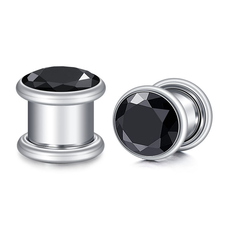 3mm black diamond ear tunnel plug