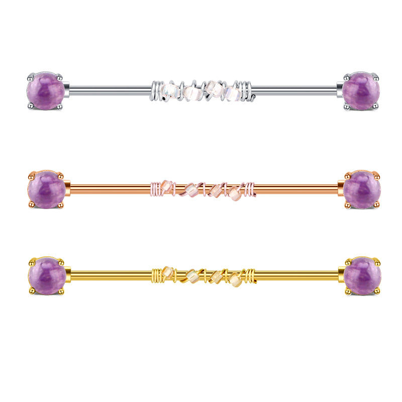 Barbells Ring Surgical Steel Industrial Barbell 32mm 14g External Thread Piercing for women men Crystal