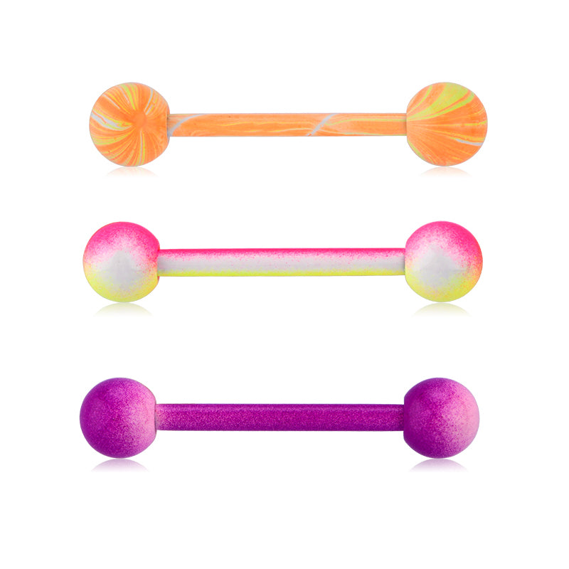 Surgical Steel Tongue Rings Straight Barbells Surgical Steel Tongue Piercing Jewelry 14mm External Thread