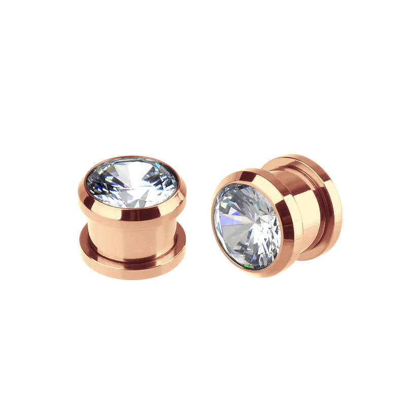 3mm rosegold ear tunnel plug flower