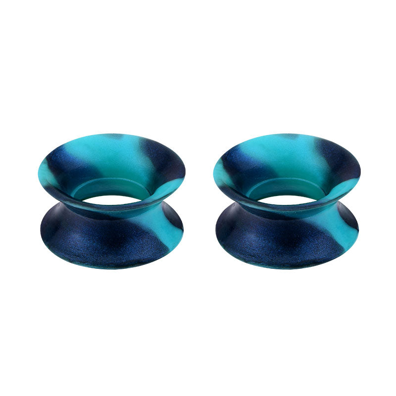 4mm cyan-blue black mixed Silicone ear tunnel plug