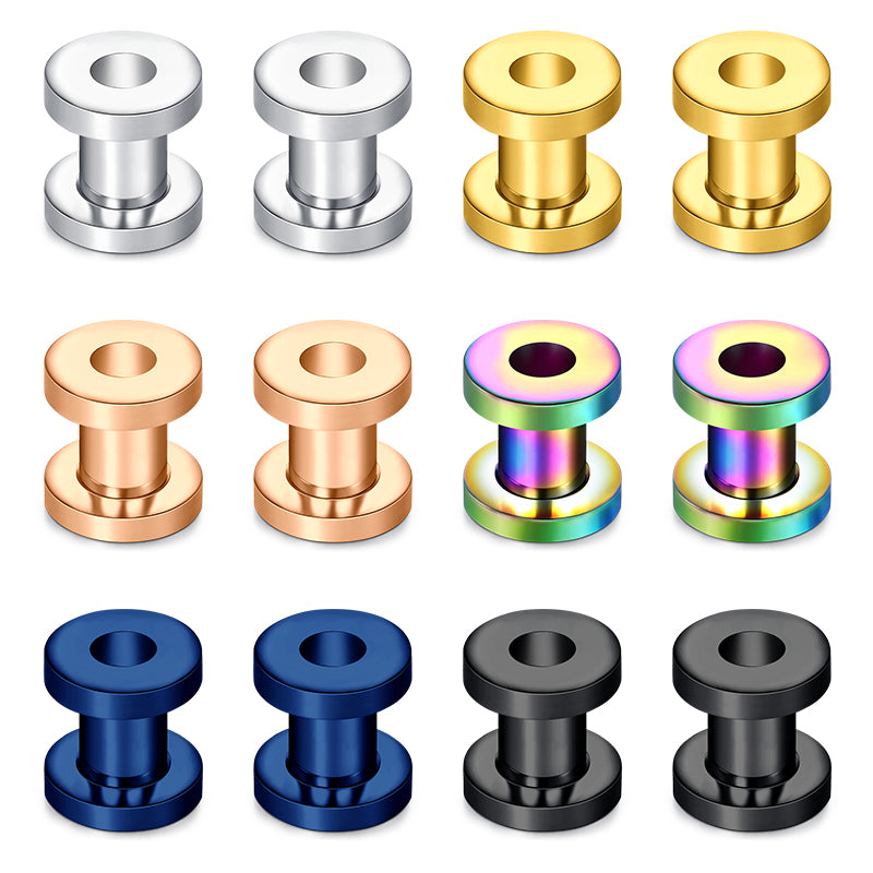 Stainless Steel Ear Tunnel Plug Flesh Expander Piercing 1.6mm-10mm)