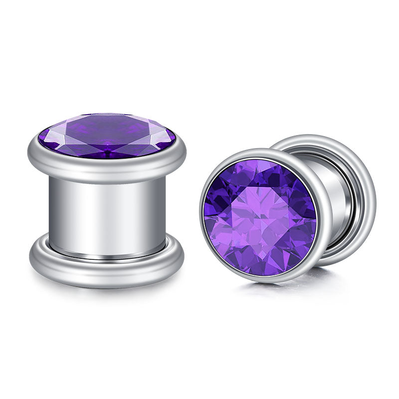 3mm purple diamond ear tunnel plug